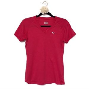 Under Armour Tech Heat Gear-V neck Tee-EUC-Small